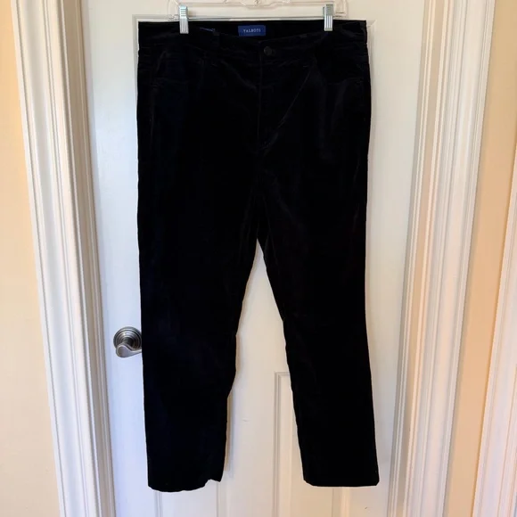 Talbots Classic High Waist Straight Leg Black Velvet Trousers Jeans - Picture 3 of 5